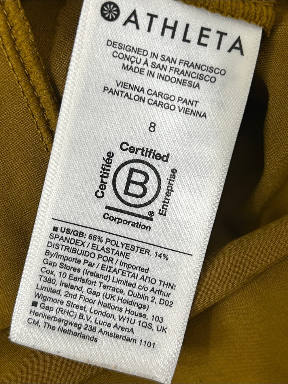 ATHLETA Vienna Cargo Pant Casual Travel Career in Brass Yellow Size 8 - Picture 12 of 14